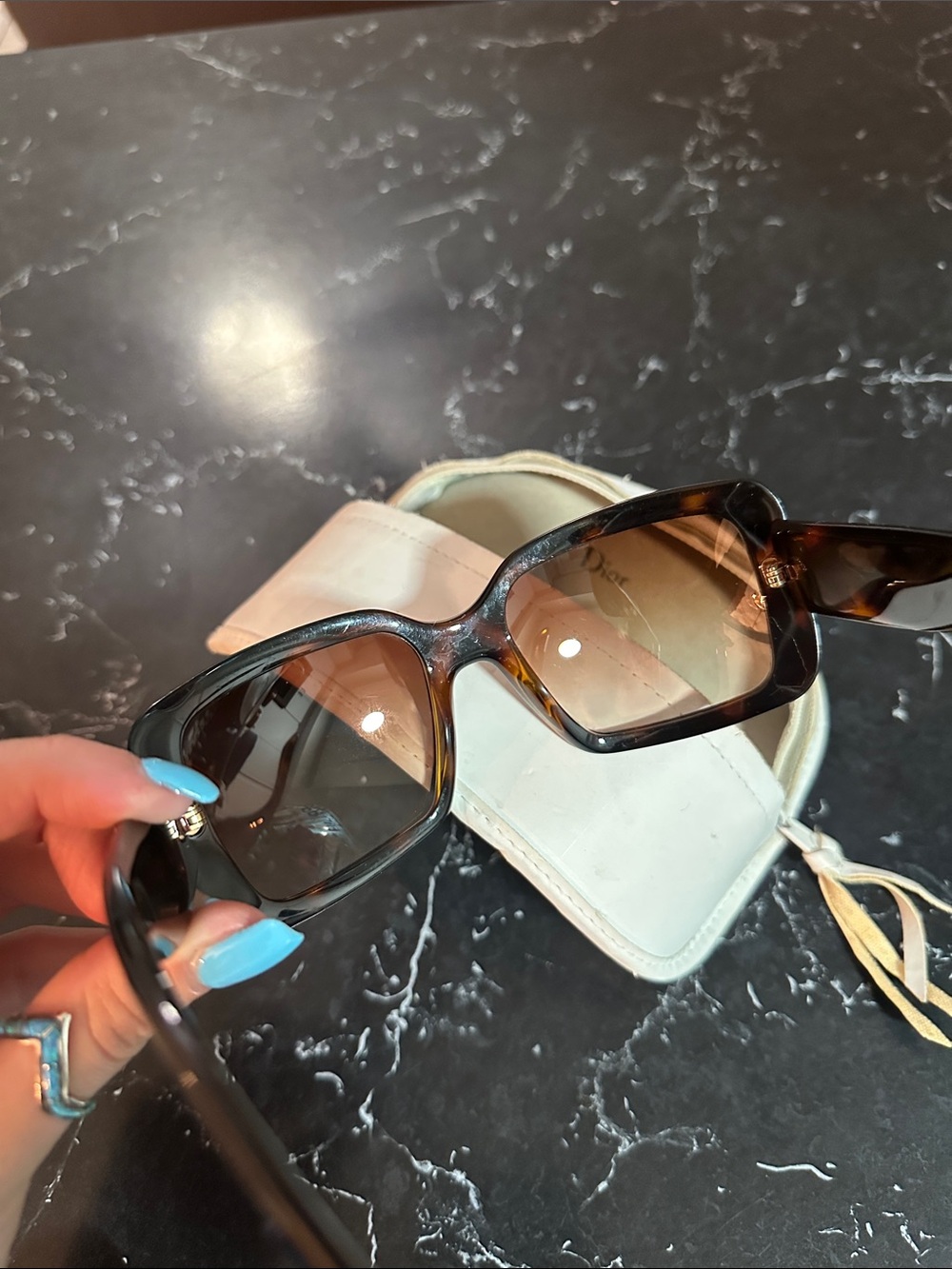 Christian Dior Tortoiseshell Square Sunglasses - Picture 5 of 12